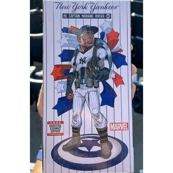 2019 Mariano Rivera Captain America Bobblehead Yankees NY Marvel SGA 7/12/19 - Picture 2 of 4